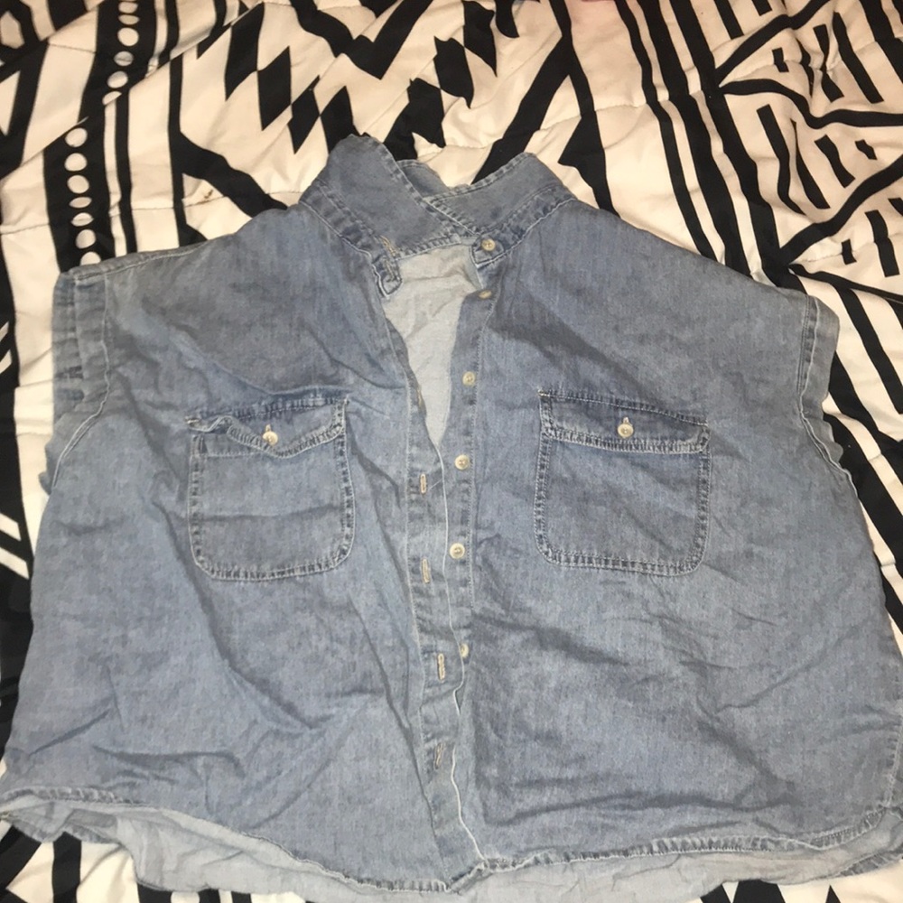 Jean button up crop top